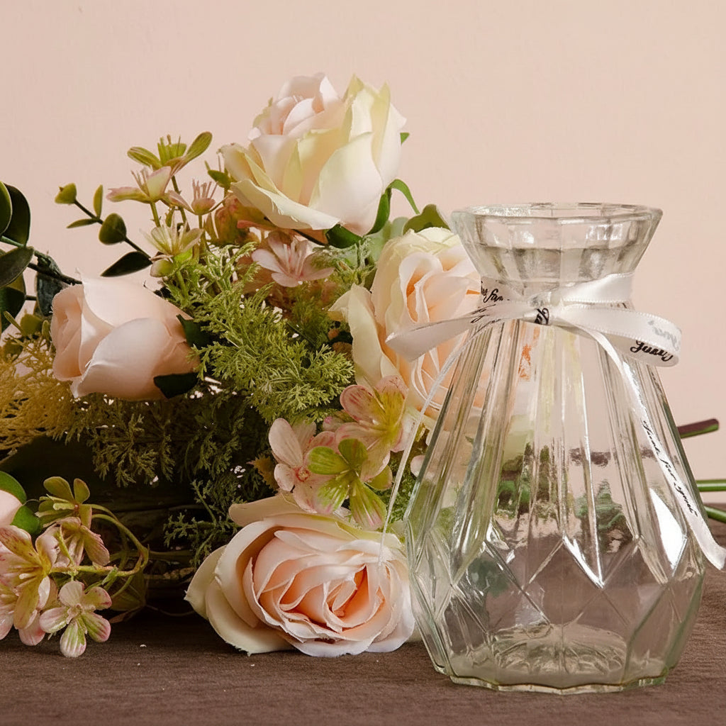 Prism Diamond — Geometric Fluted Glass Vase with Tapered Neck