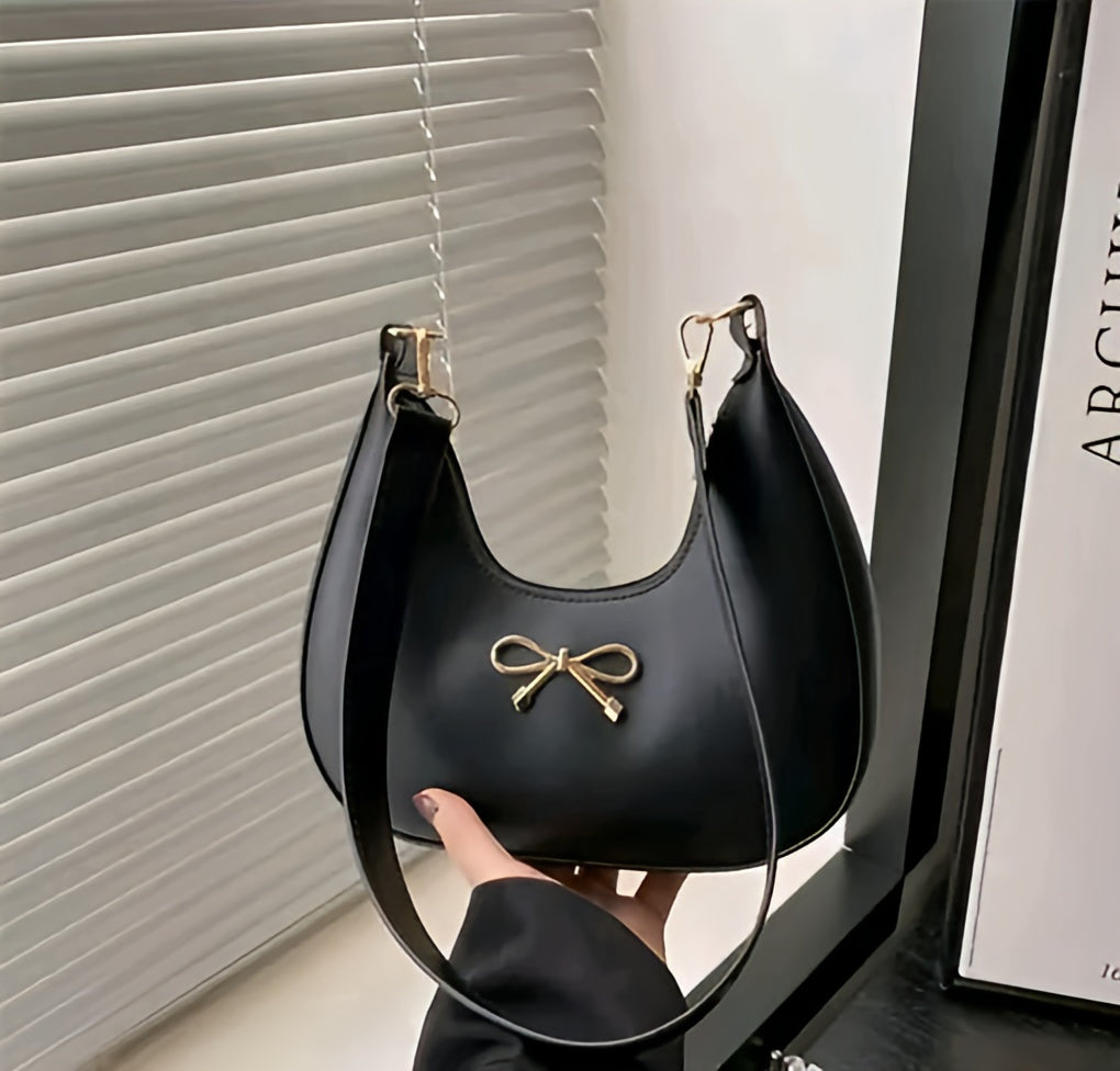 The 'Lumière' Golden Bow Crescent Bag
