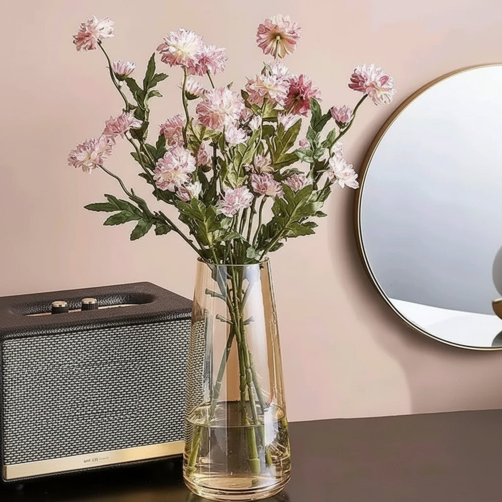 Golden Amber – Radiant Hand-Blown Tapered Glass Floral Vase