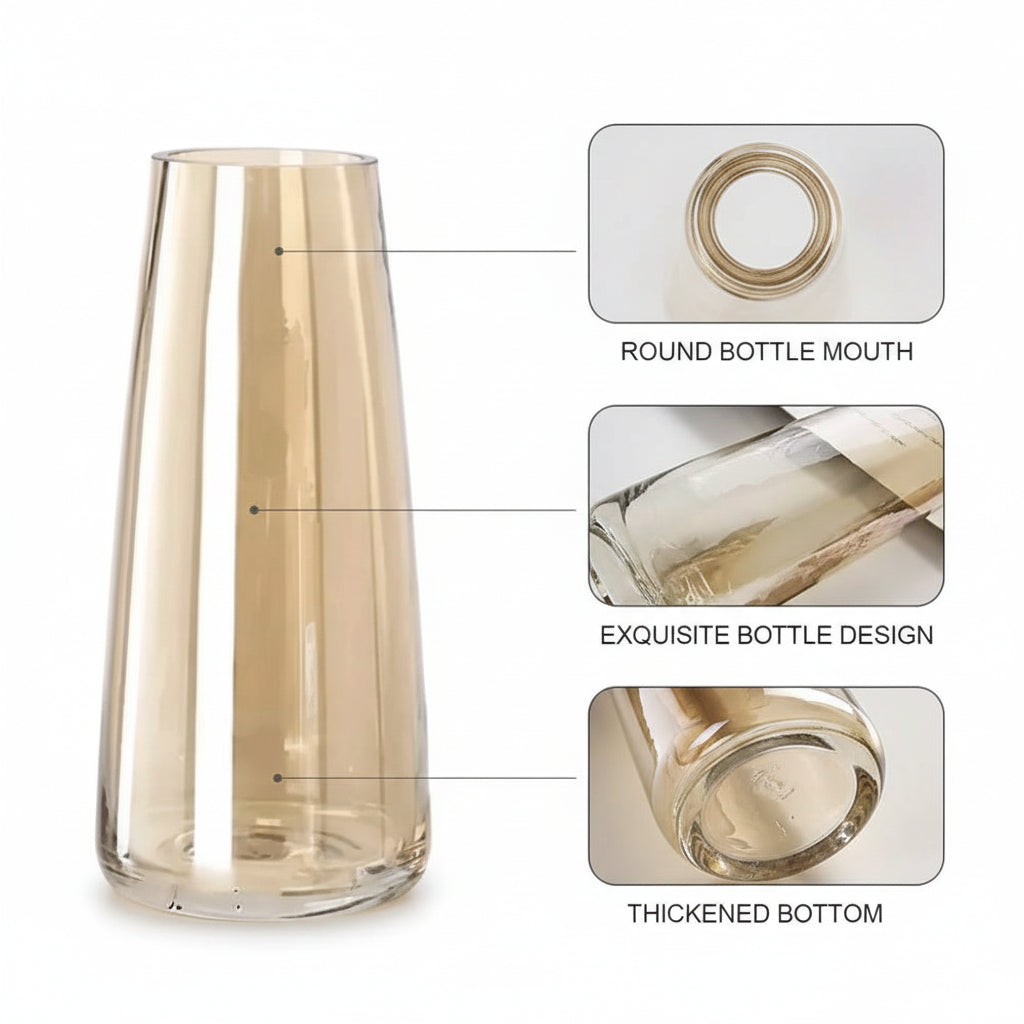 Golden Amber – Radiant Hand-Blown Tapered Glass Floral Vase